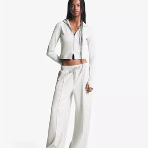 Bershka light grey zip up hoodie